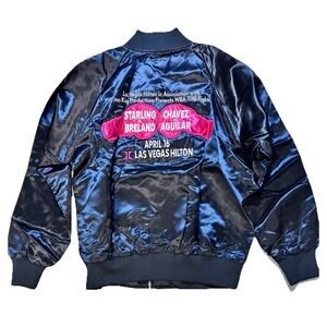 Vintage 1988 Las Vegas Hilton Black Jacket Boxing Chavez Aguilar Mens XL